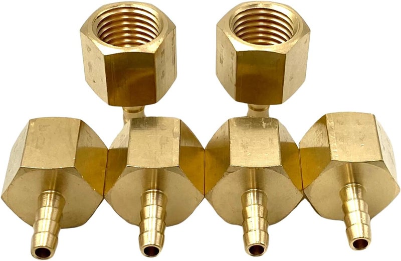 Bumugufu 6 Pcs 1/4" Female NPT x 1/8" Barb Hose Fittings, 1/8" Barb to 1/4" FNPT Brass Hose Barb Fittings for Compressor, Fuel, Oil, Gas - Image 3